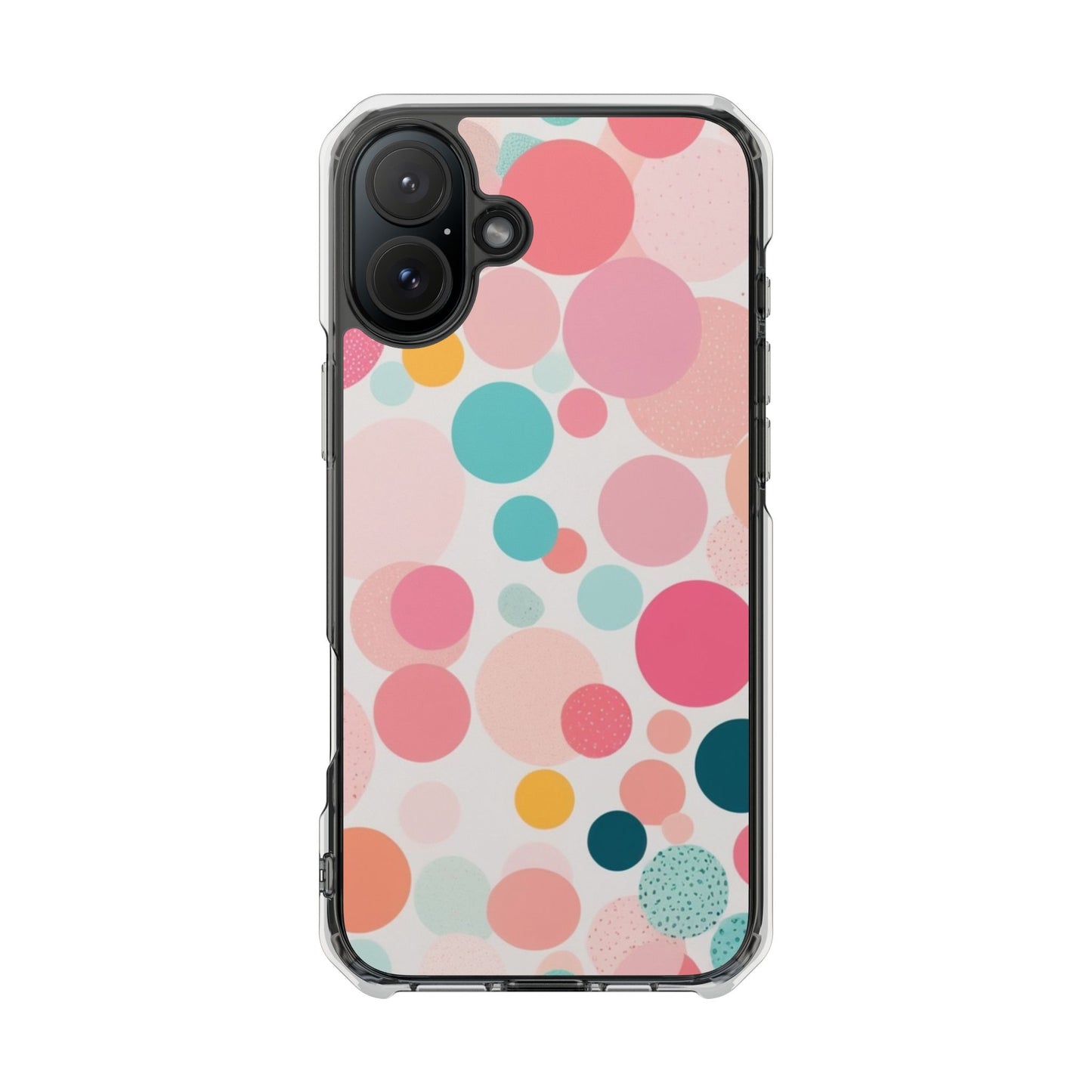 Colorful Polka Dot Magnetic Clear Impact Case for iPhone 16 15 14