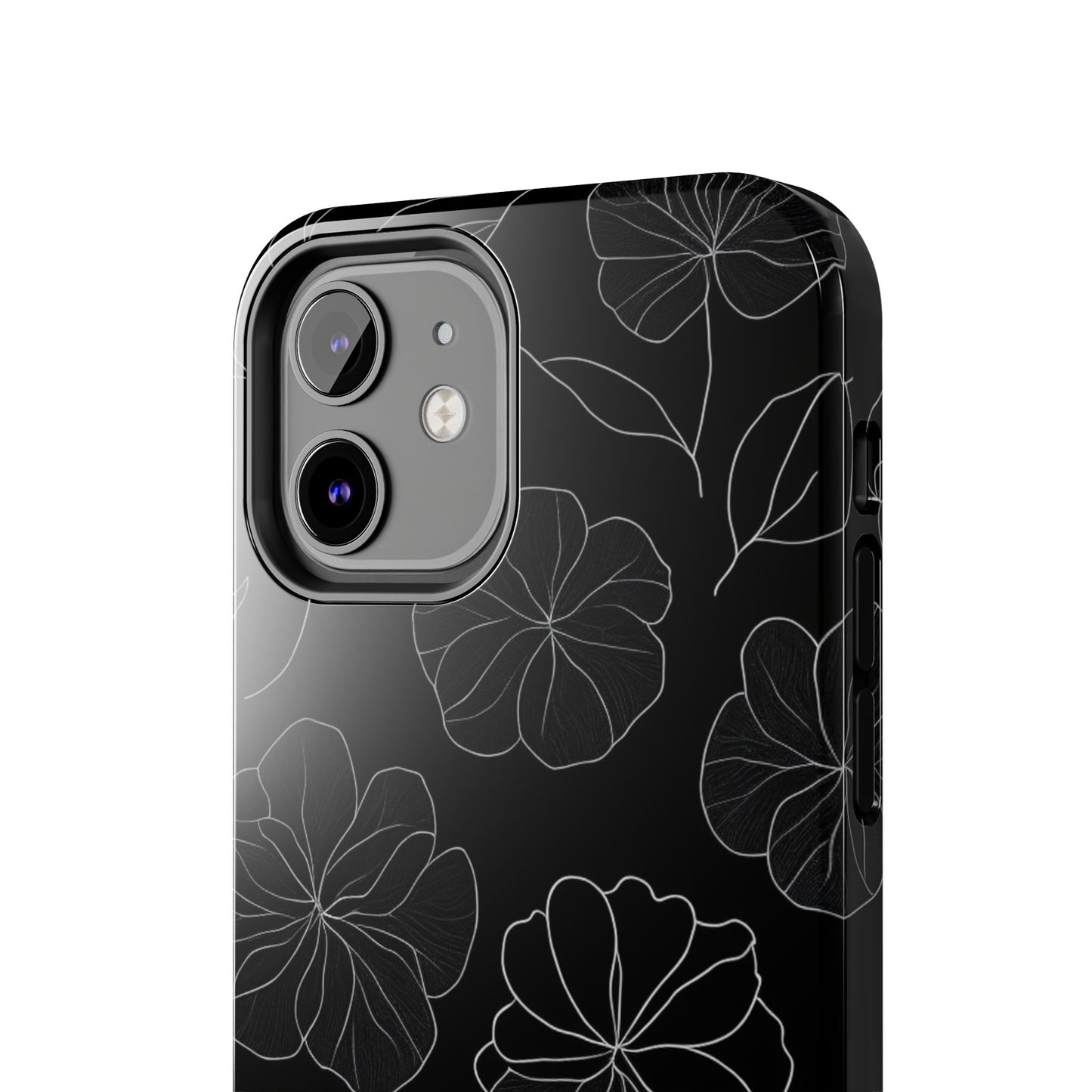 Black Floral Tough Phone Case