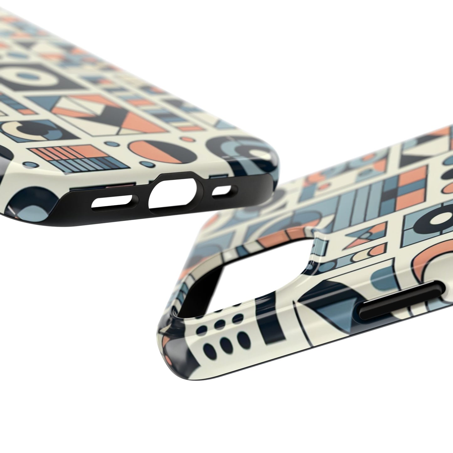 Geometric Print Tough Phone Case for iPhone 16 15 14 13 12 11 X 8 7 Samsung Galaxy S24 S23 S22 S21
