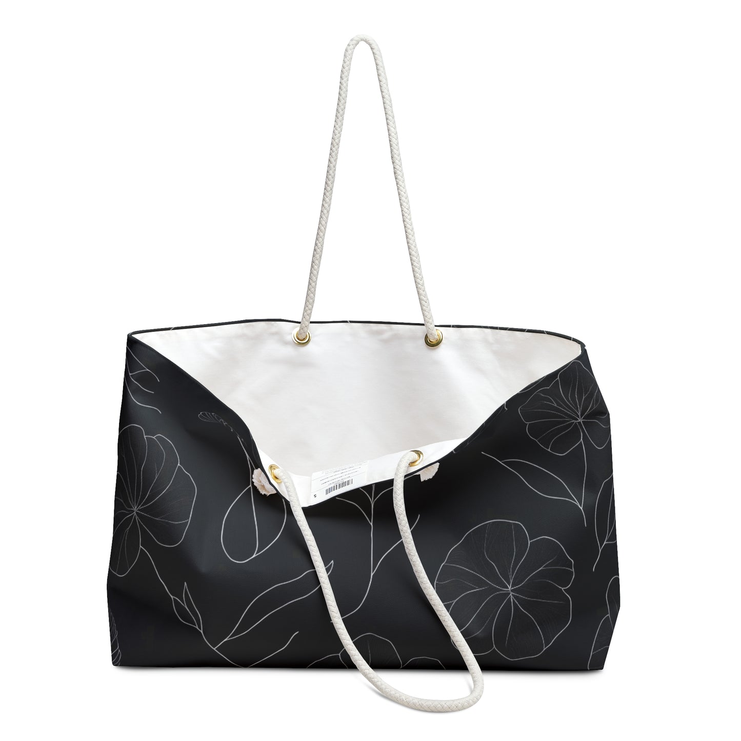 Black and White Floral Travel and Beach Bag