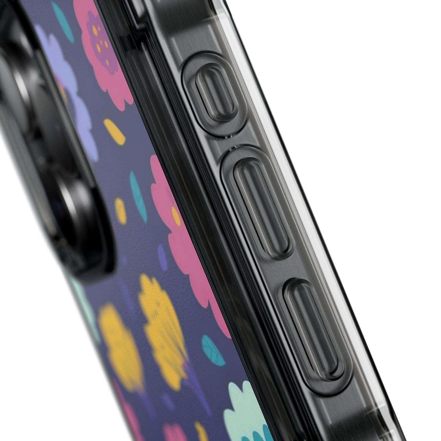 Purple Floral Magnetic Clear Impact Case for iPhone 16 15 14