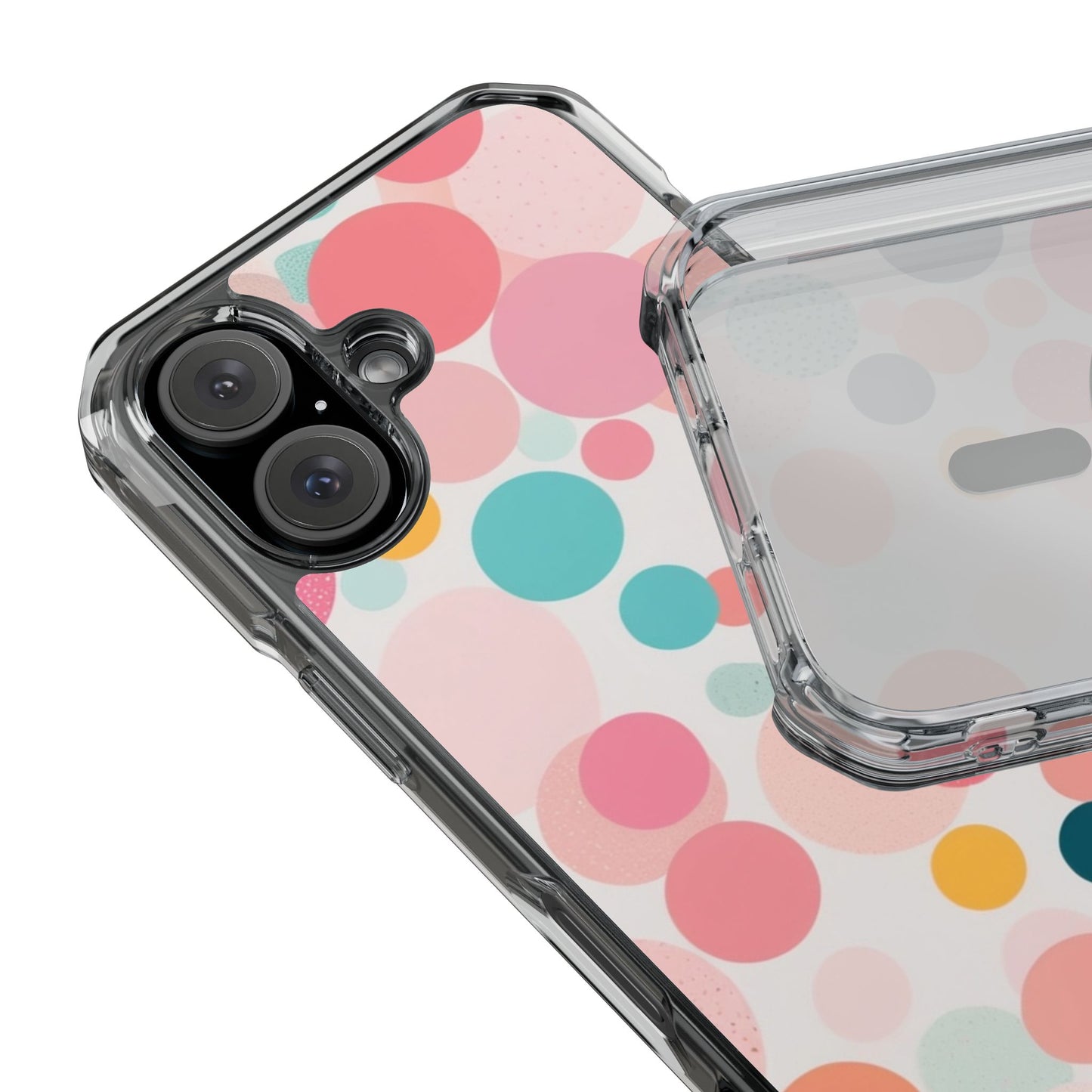 Colorful Polka Dot Magnetic Clear Impact Case for iPhone 16 15 14