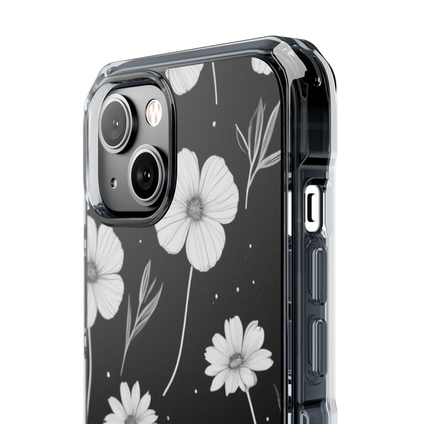 Elegant Floral Magnetic Clear Impact Case for iPhone 16 15 14