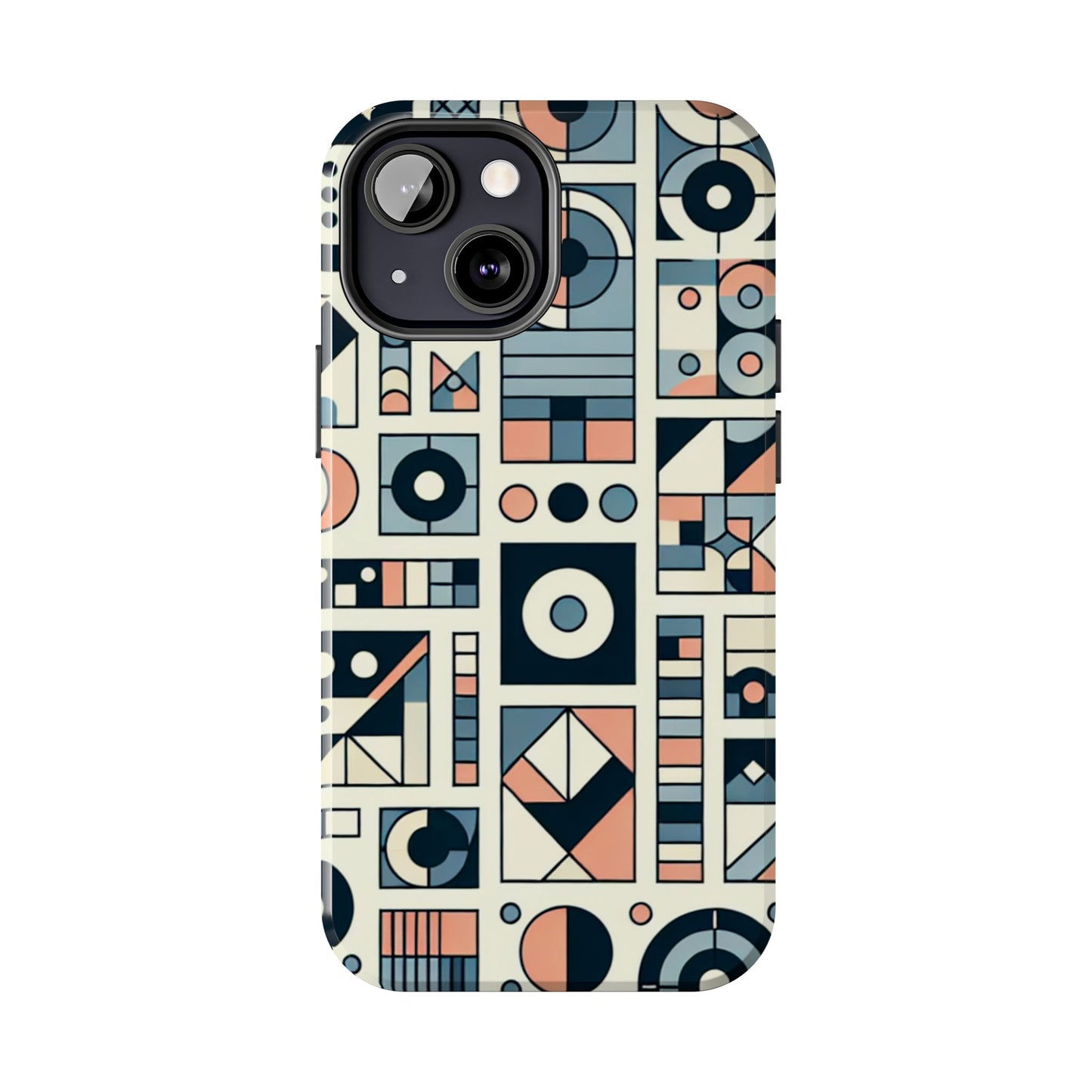 Geometric Print Tough Phone Case for iPhone 16 15 14 13 12 11 X 8 7 Samsung Galaxy S24 S23 S22 S21