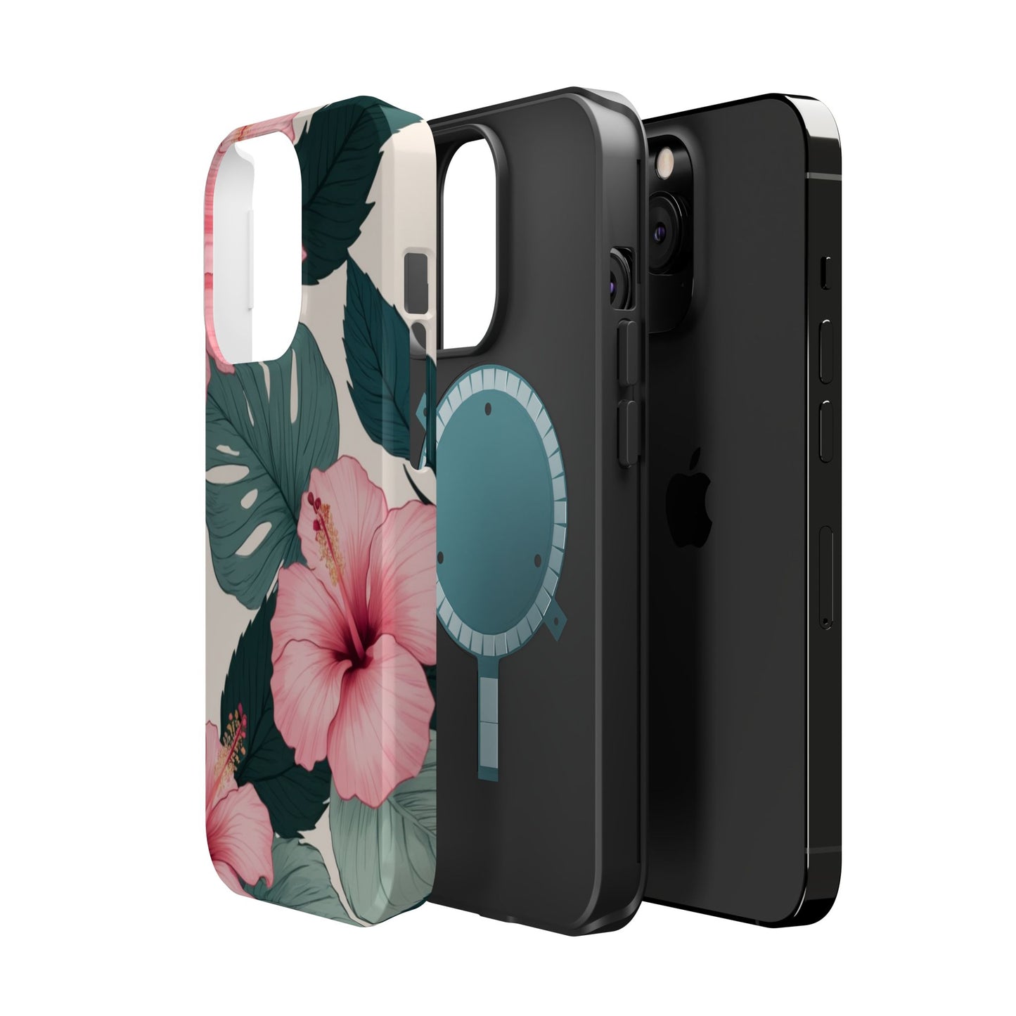 Tropical Hibiscus Magnetic Tough Phone Case for iPhone 13 14 15 16 Models