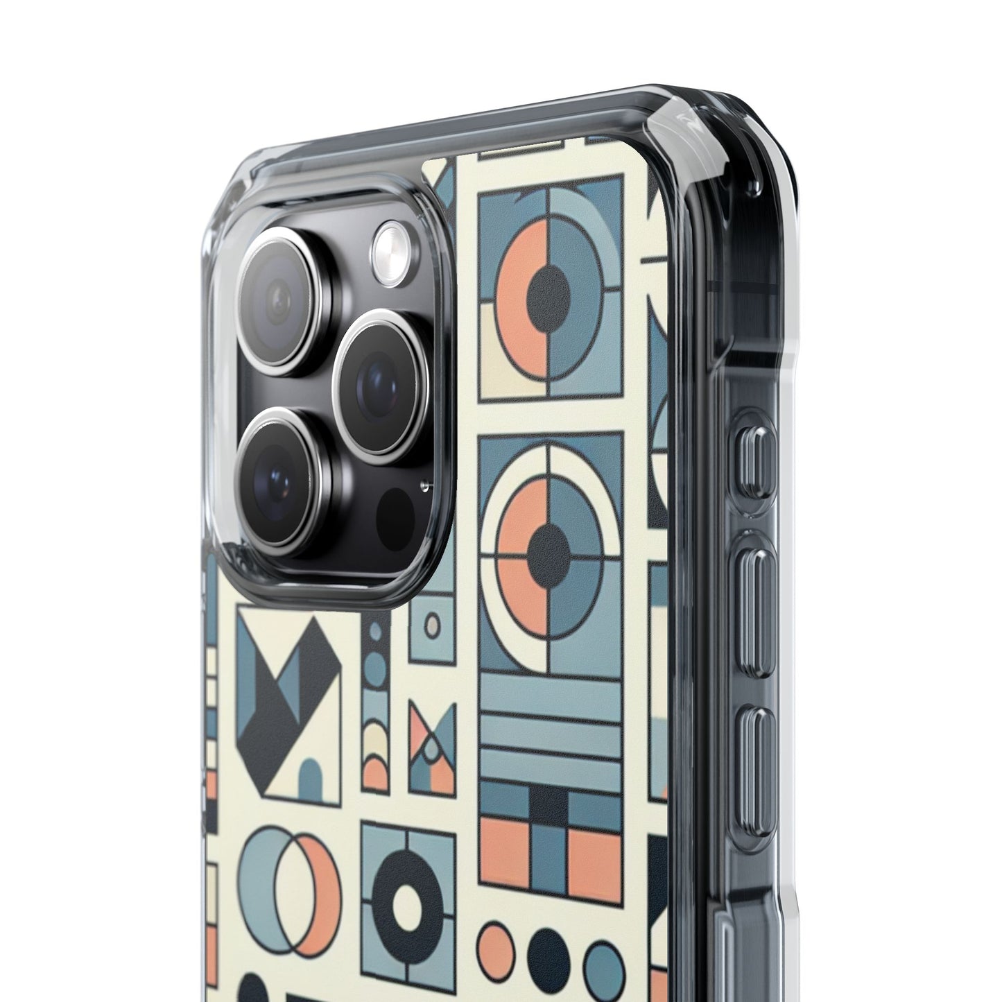 Geometric Print Magnetic Clear Impact Case for iPhone 16 15 14