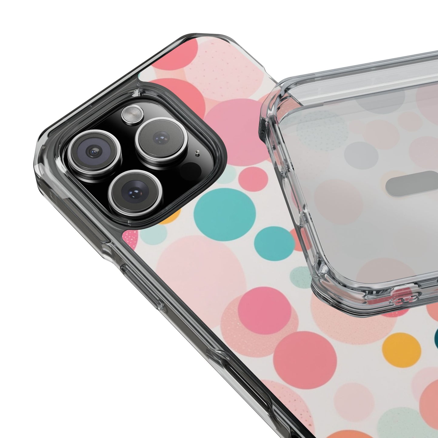 Colorful Polka Dot Magnetic Clear Impact Case for iPhone 16 15 14