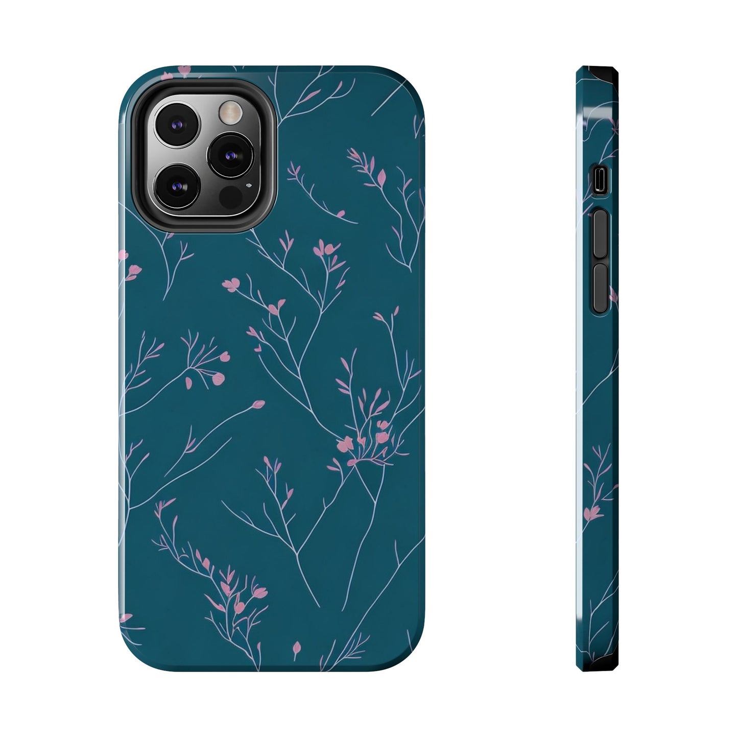 Teal Floral Tough Phone Case