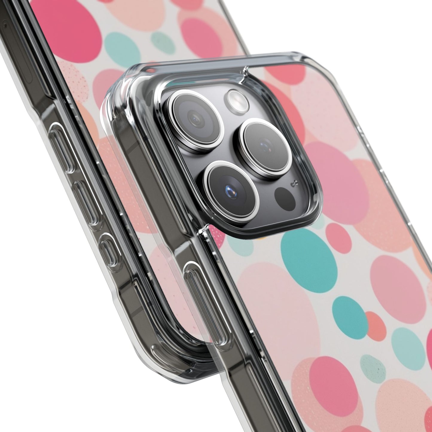 Colorful Polka Dot Magnetic Clear Impact Case for iPhone 16 15 14