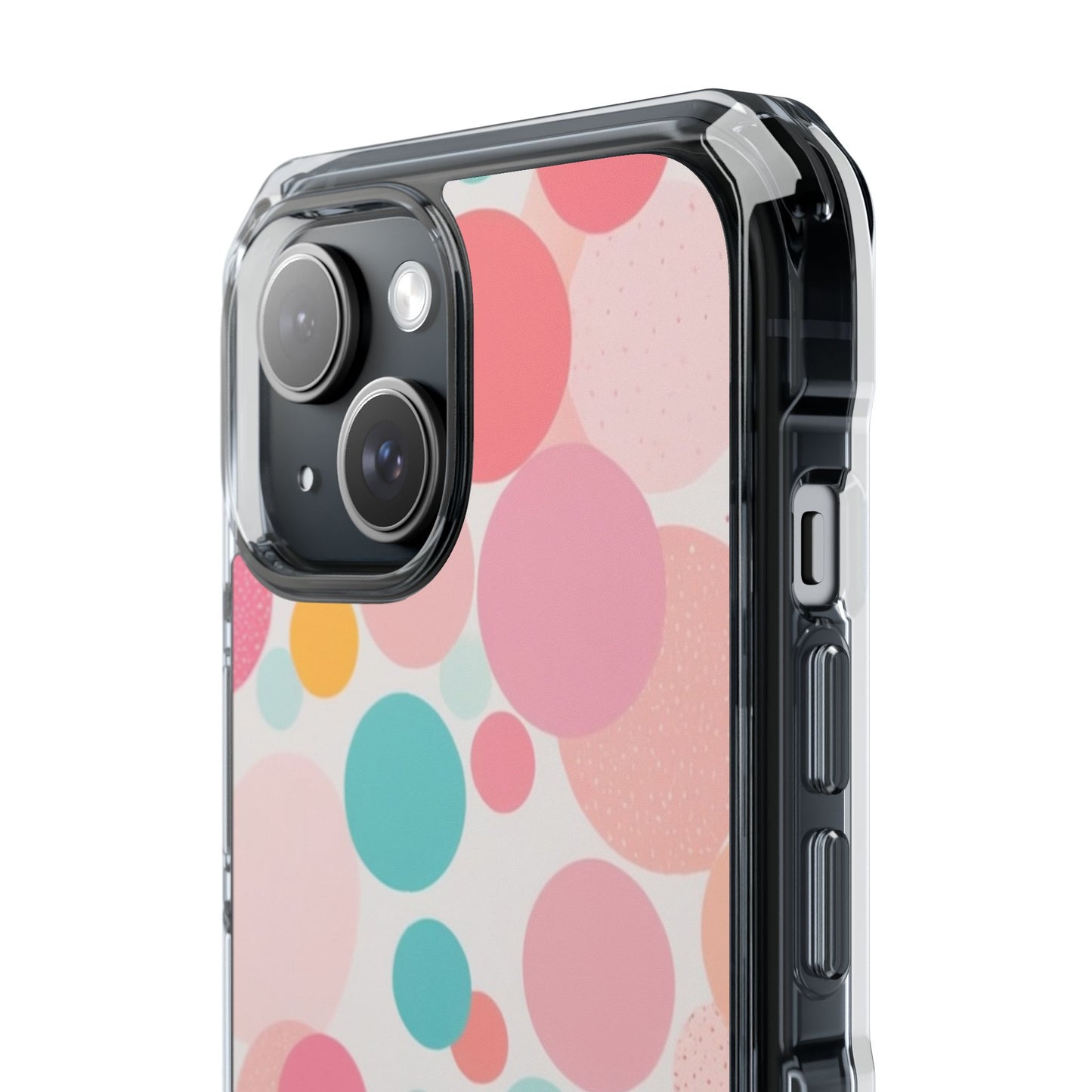 Colorful Polka Dot Magnetic Clear Impact Case for iPhone 16 15 14