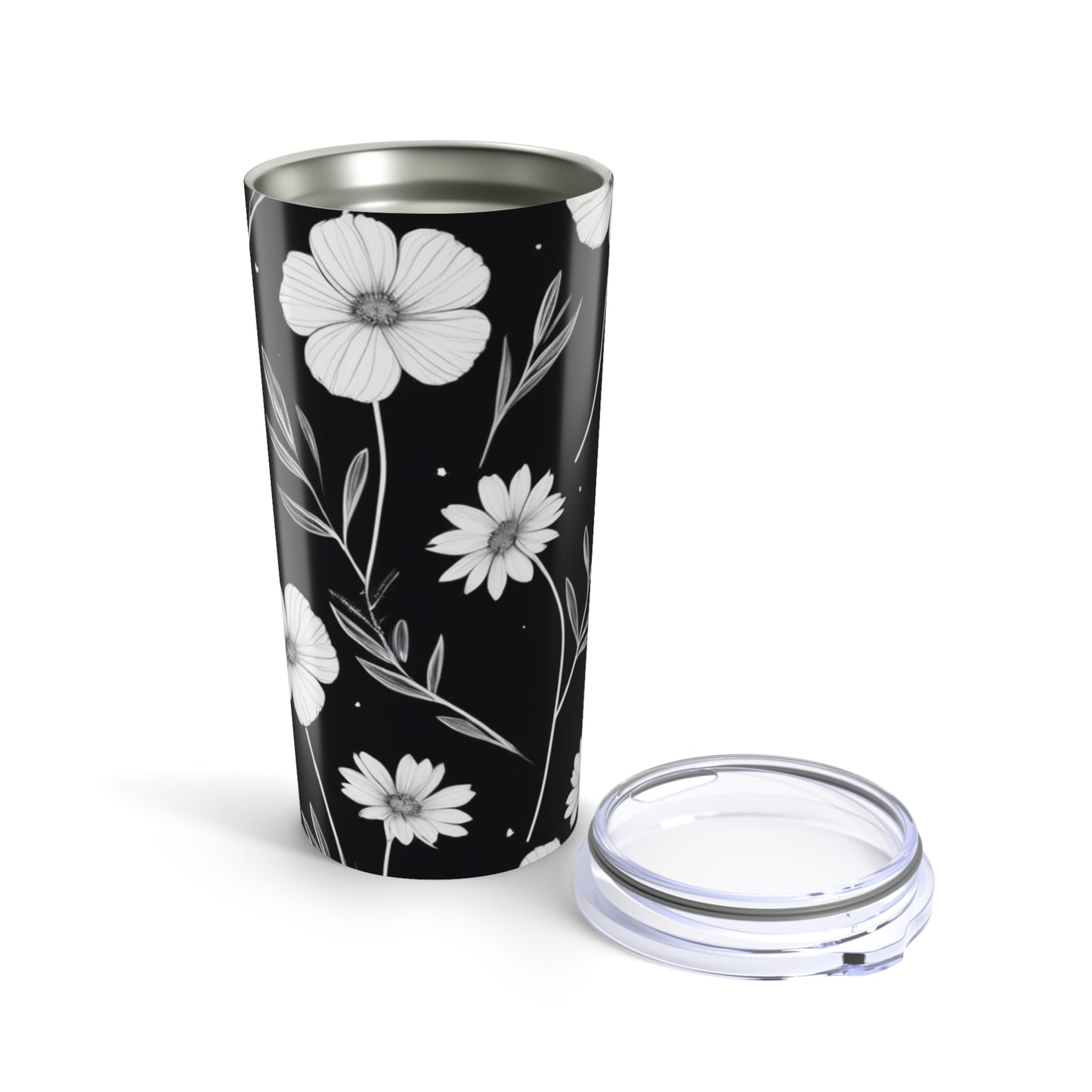 Elegant Floral Black 20oz Tumbler - Insulated Travel Mug for Coffee Lovers