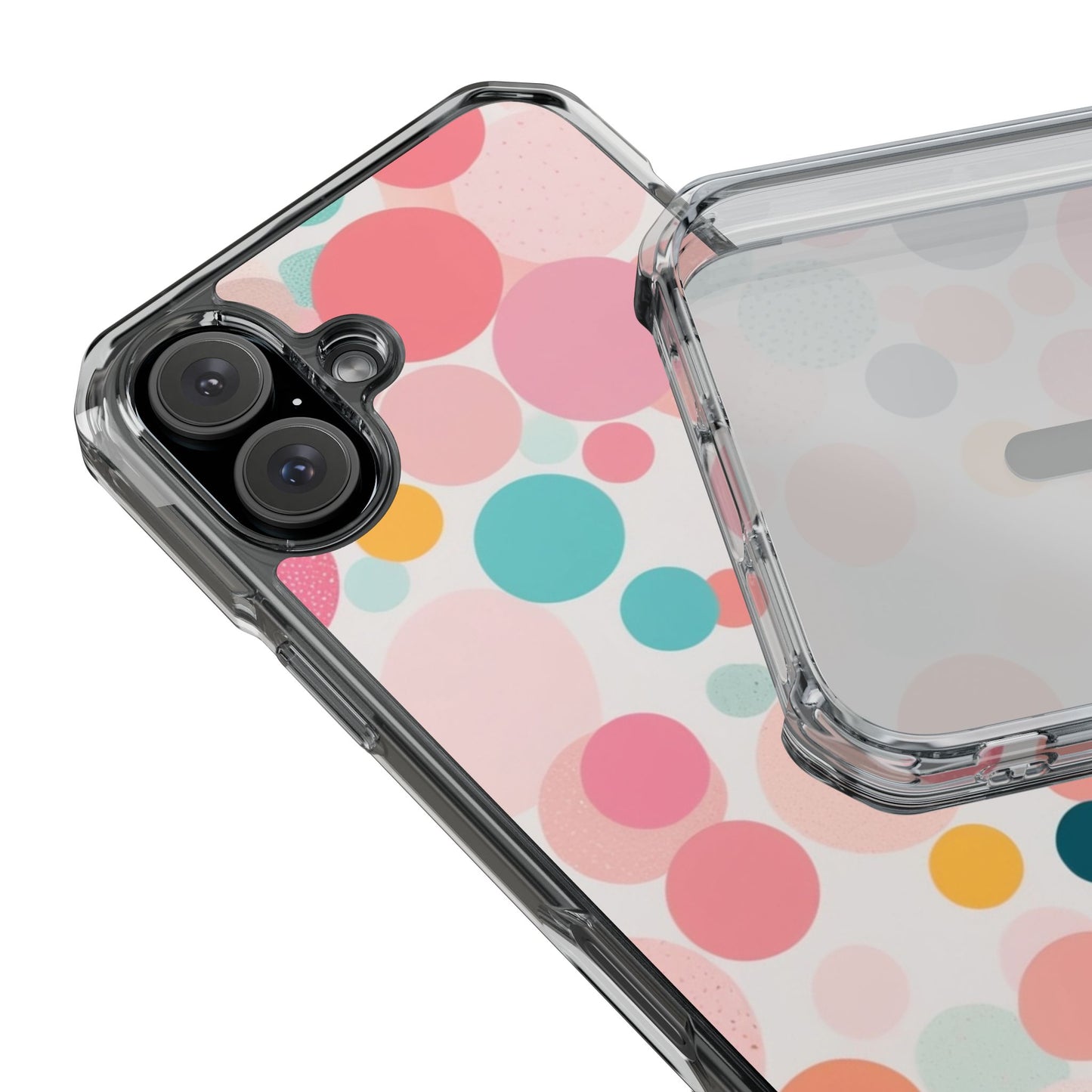 Colorful Polka Dot Magnetic Clear Impact Case for iPhone 16 15 14
