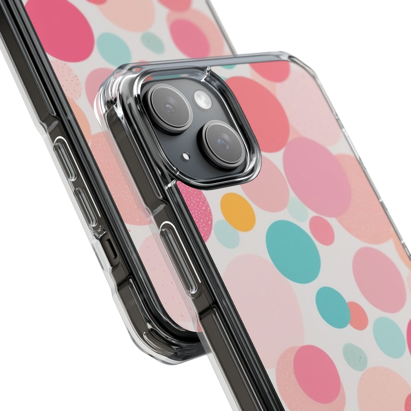 Colorful Polka Dot Magnetic Clear Impact Case for iPhone 16 15 14