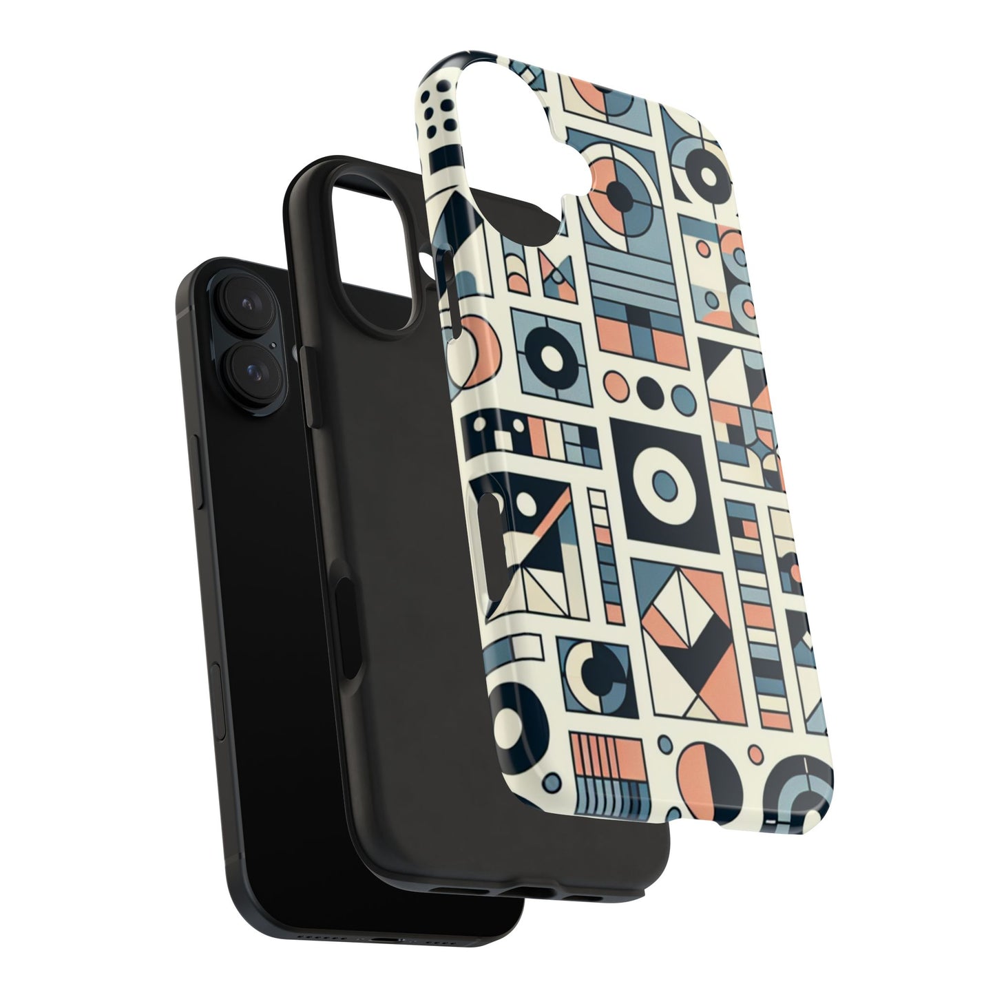 Geometric Print Tough Phone Case for iPhone 16 15 14 13 12 11 X 8 7 Samsung Galaxy S24 S23 S22 S21