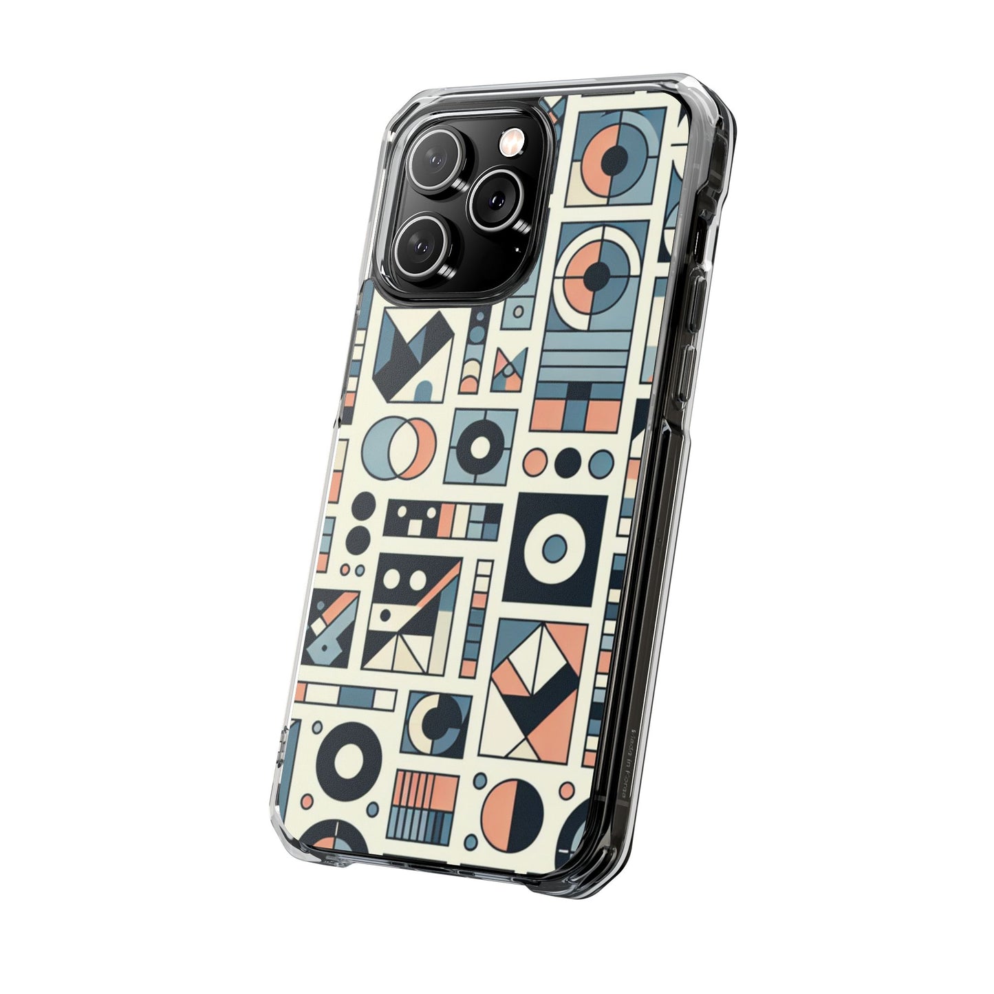 Geometric Print Magnetic Clear Impact Case for iPhone 16 15 14
