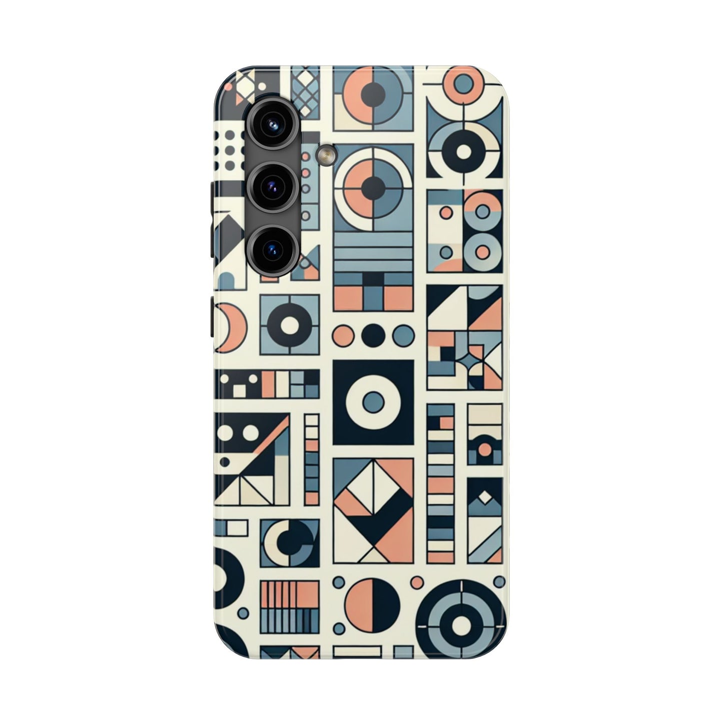 Geometric Print Tough Phone Case for iPhone 16 15 14 13 12 11 X 8 7 Samsung Galaxy S24 S23 S22 S21
