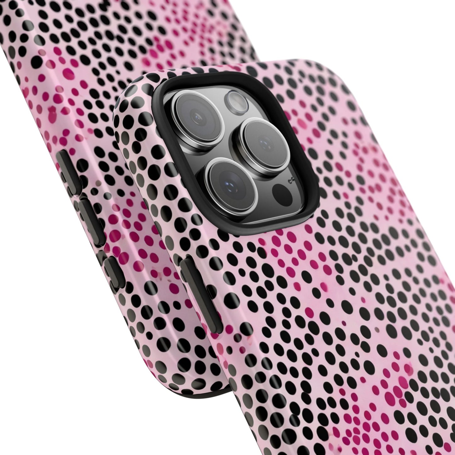 Pink and Black Dot Design Tough Phone Case