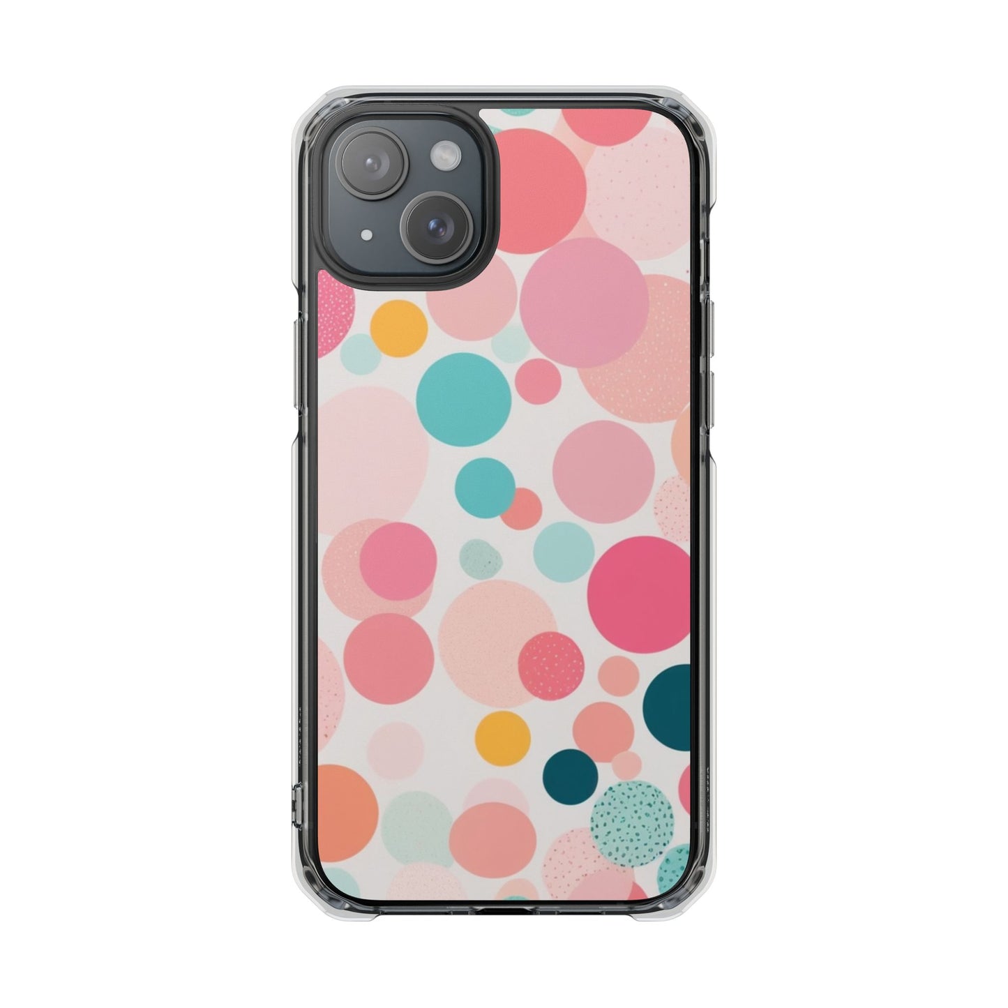 Colorful Polka Dot Magnetic Clear Impact Case for iPhone 16 15 14