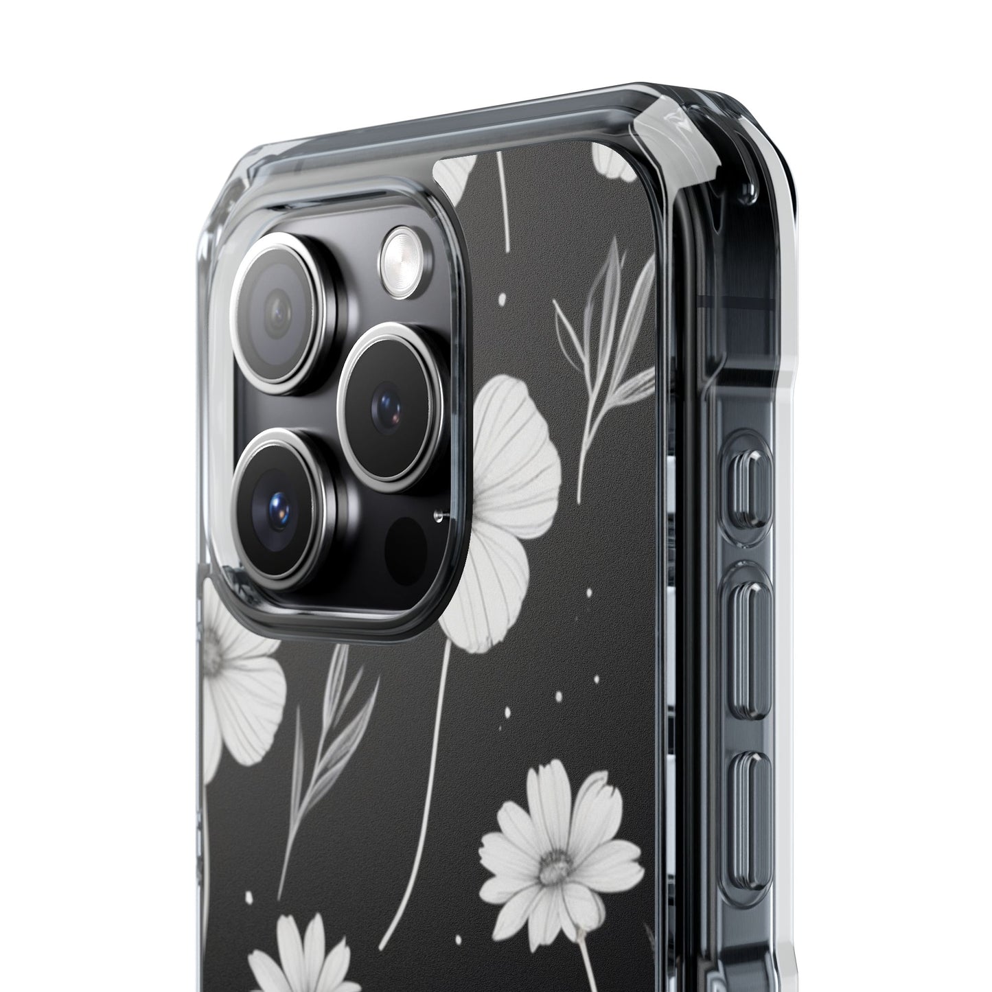 Elegant Floral Magnetic Clear Impact Case for iPhone 16 15 14