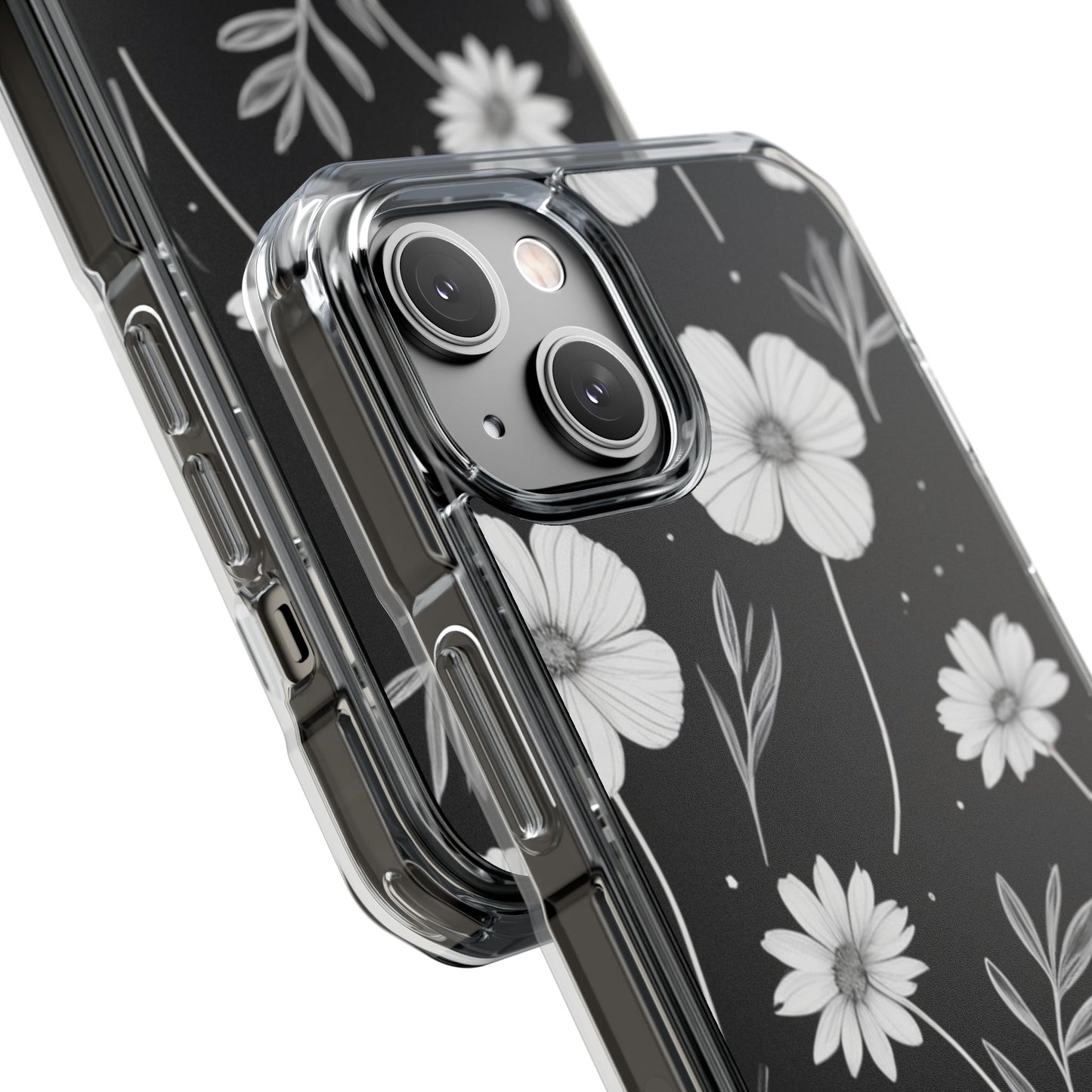 Elegant Floral Magnetic Clear Impact Case for iPhone 16 15 14
