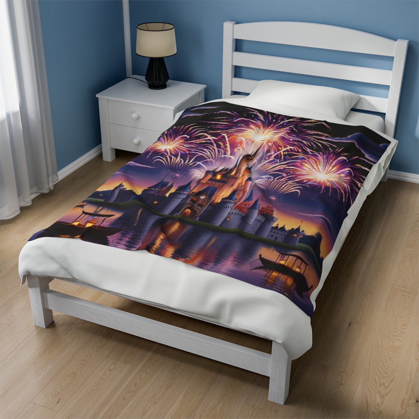 Velveteen Blanket - Castle and Fireworks Design