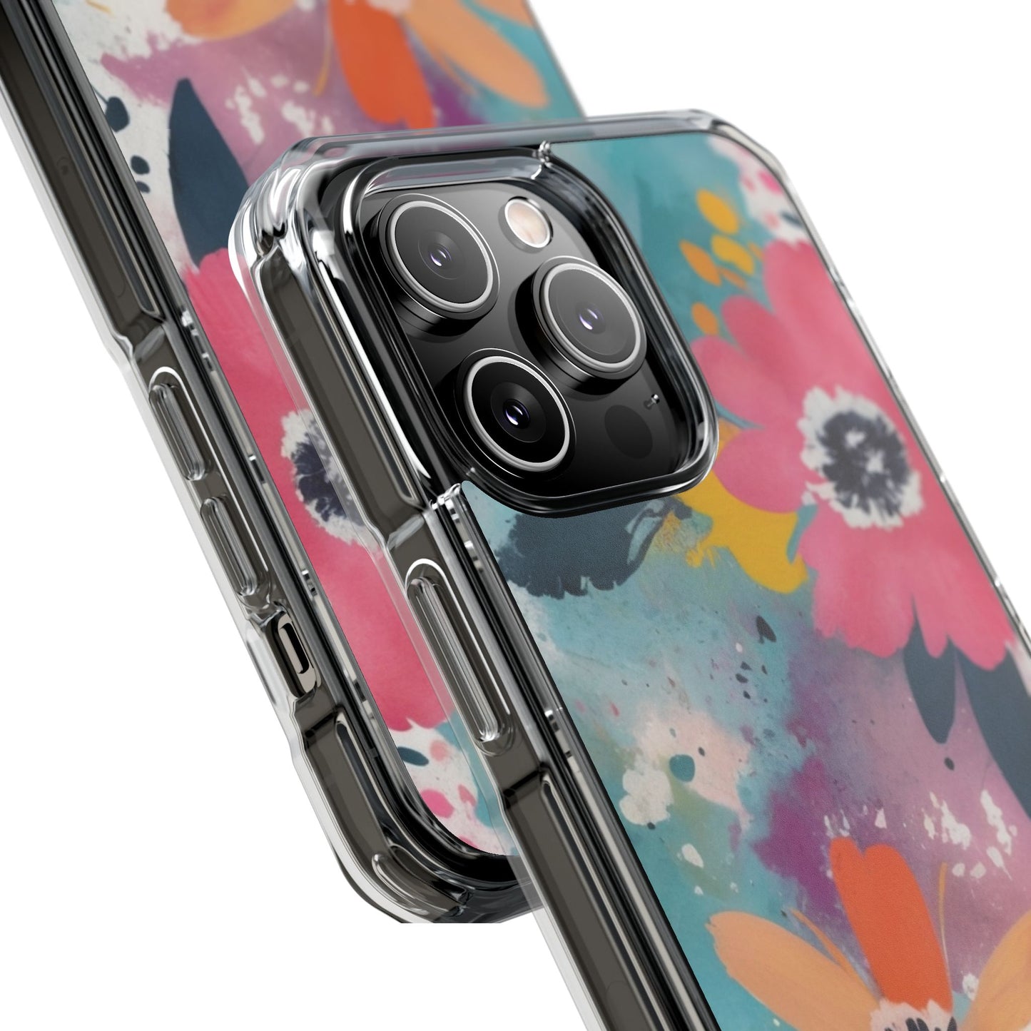 Vibrant Floral Magnetic Clear Impact Case for iPhone 16 15 14