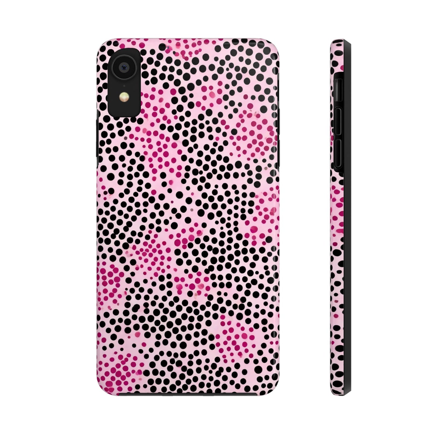 Pink and Black Dot Design Tough Phone Case