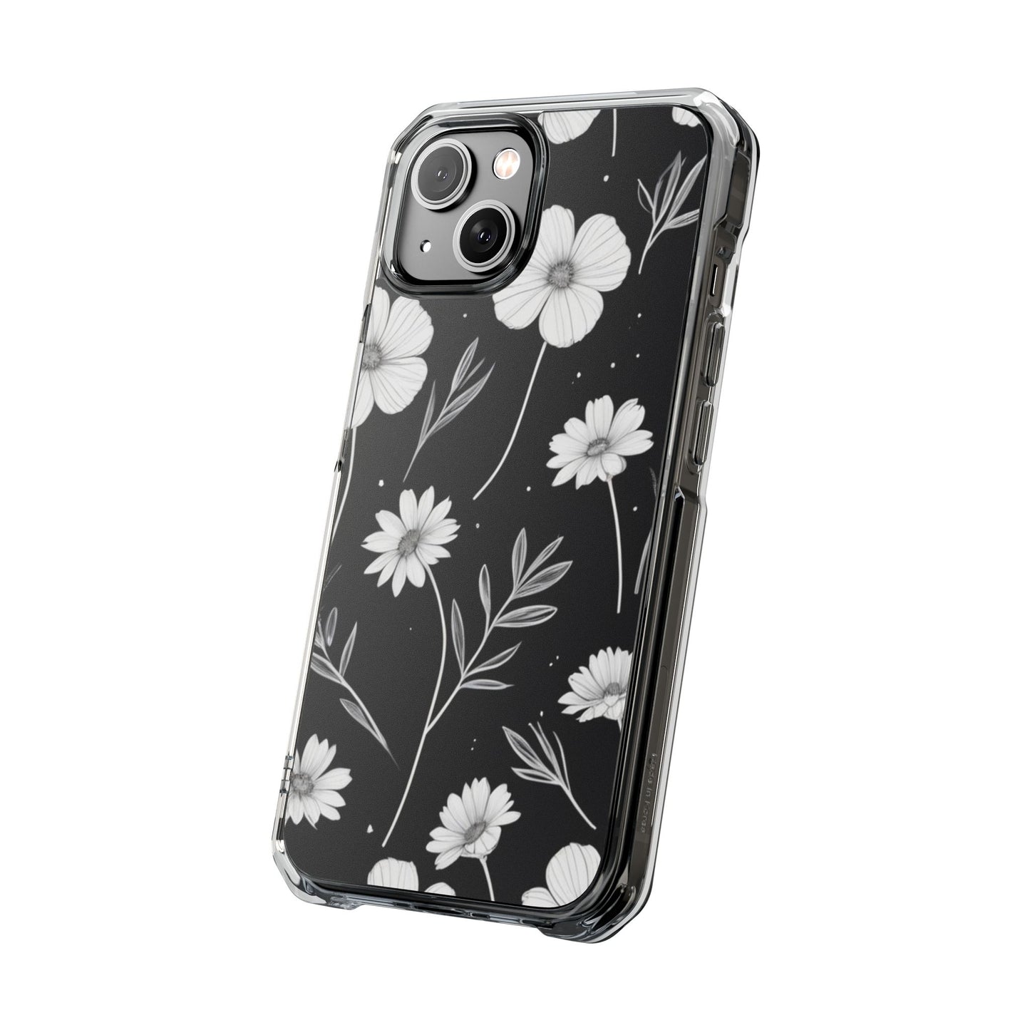 Elegant Floral Magnetic Clear Impact Case for iPhone 16 15 14