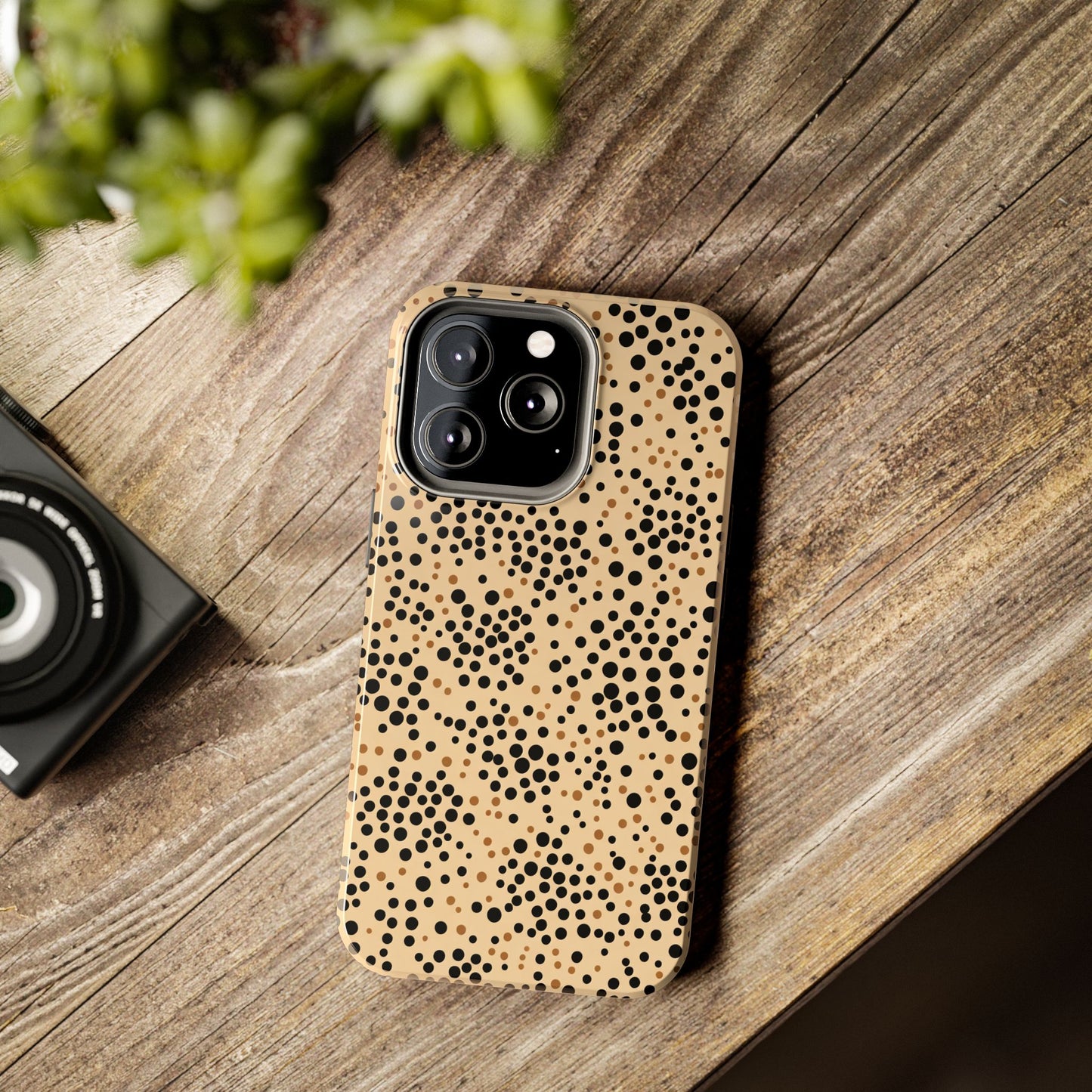 Tan and Black Dot Tough Phone Case