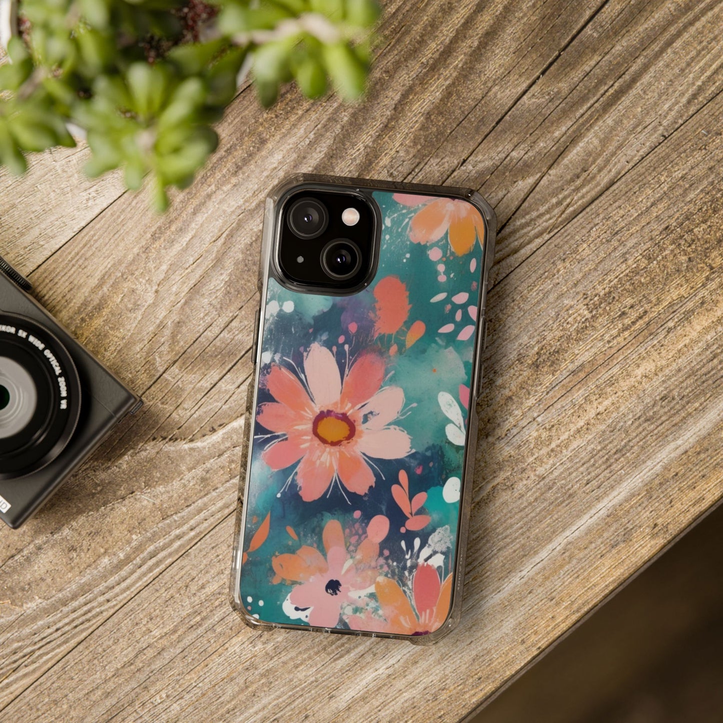 Pastel Floral Magnetic Clear Impact Case for iPhone 16 15 14