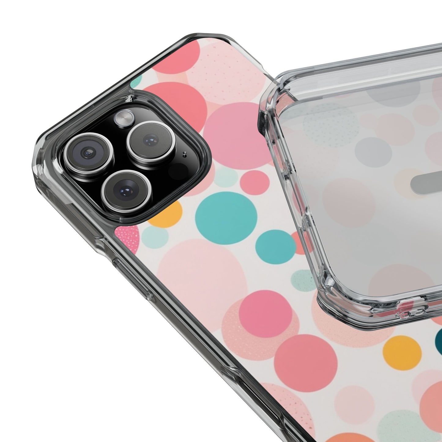 Colorful Polka Dot Magnetic Clear Impact Case for iPhone 16 15 14