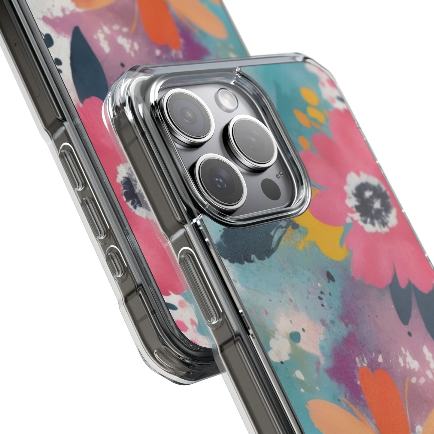 Vibrant Floral Magnetic Clear Impact Case for iPhone 16 15 14