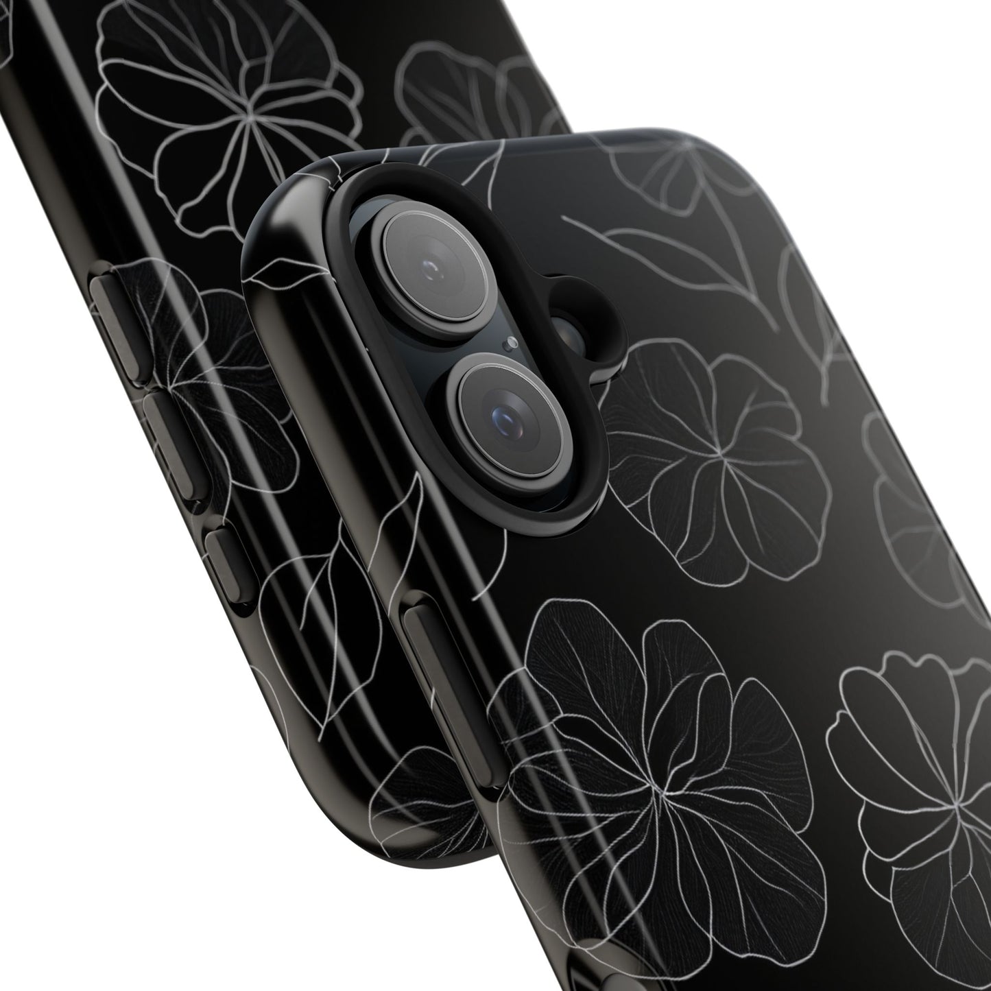 Black Floral Tough Phone Case