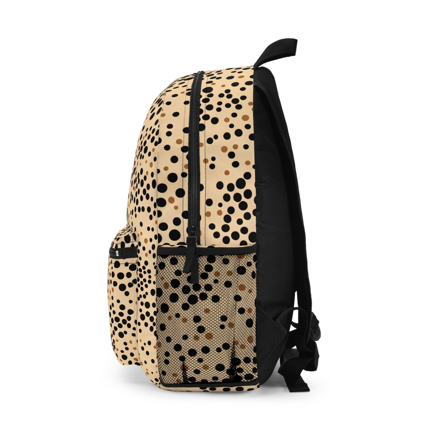 Tan and Black Polka Dot Backpack