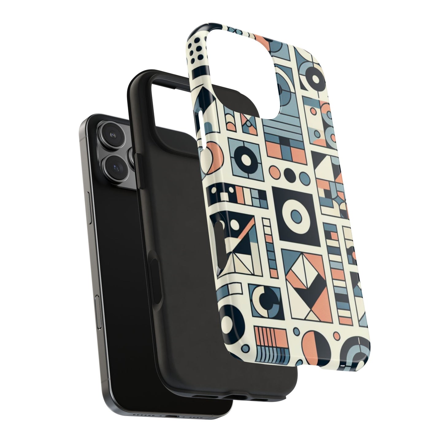 Geometric Print Tough Phone Case for iPhone 16 15 14 13 12 11 X 8 7 Samsung Galaxy S24 S23 S22 S21