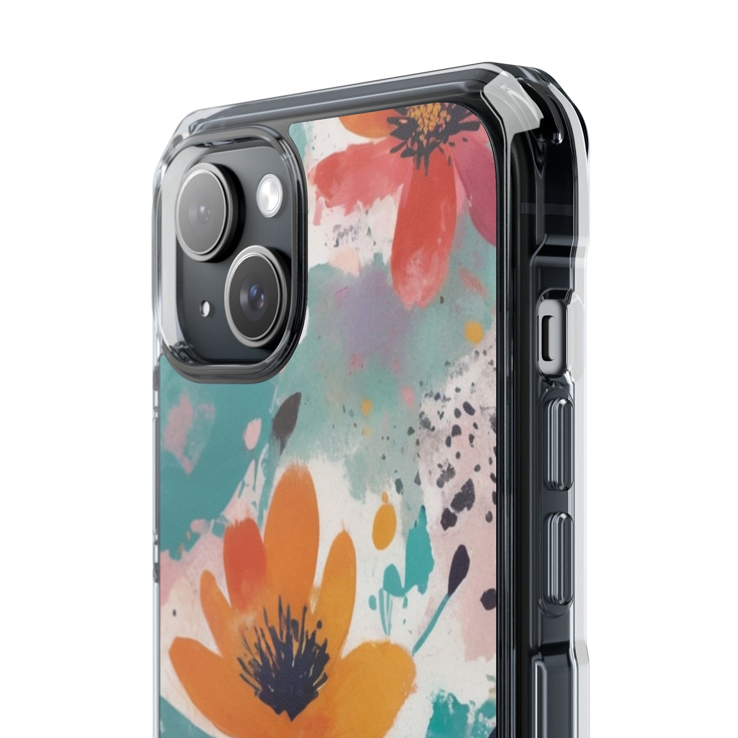 Floral Watercolor Design Magnetic Clear Impact Case for iPhone 16 15 14