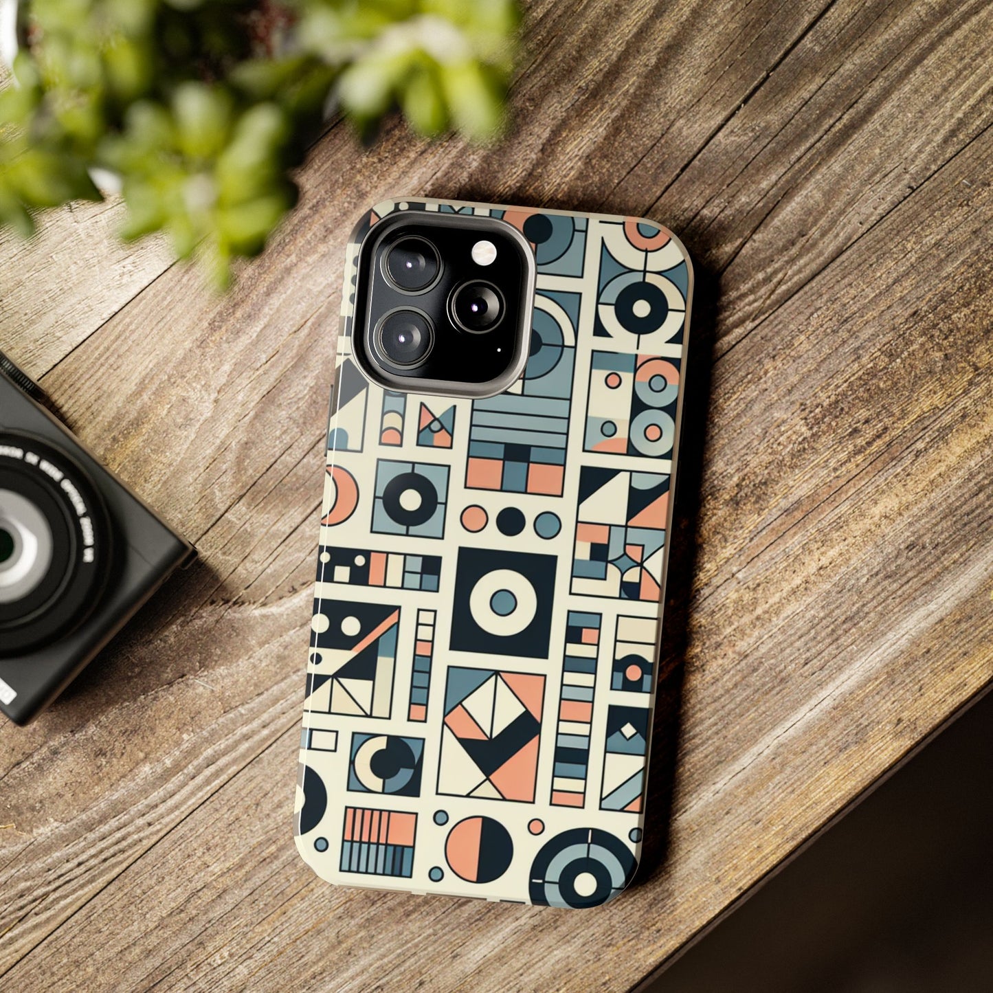 Geometric Print Tough Phone Case for iPhone 16 15 14 13 12 11 X 8 7 Samsung Galaxy S24 S23 S22 S21