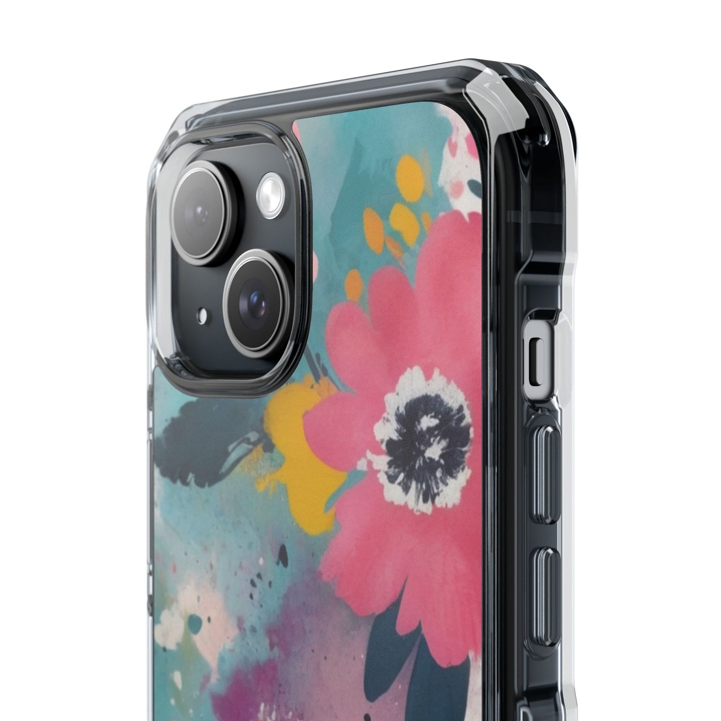 Vibrant Floral Magnetic Clear Impact Case for iPhone 16 15 14