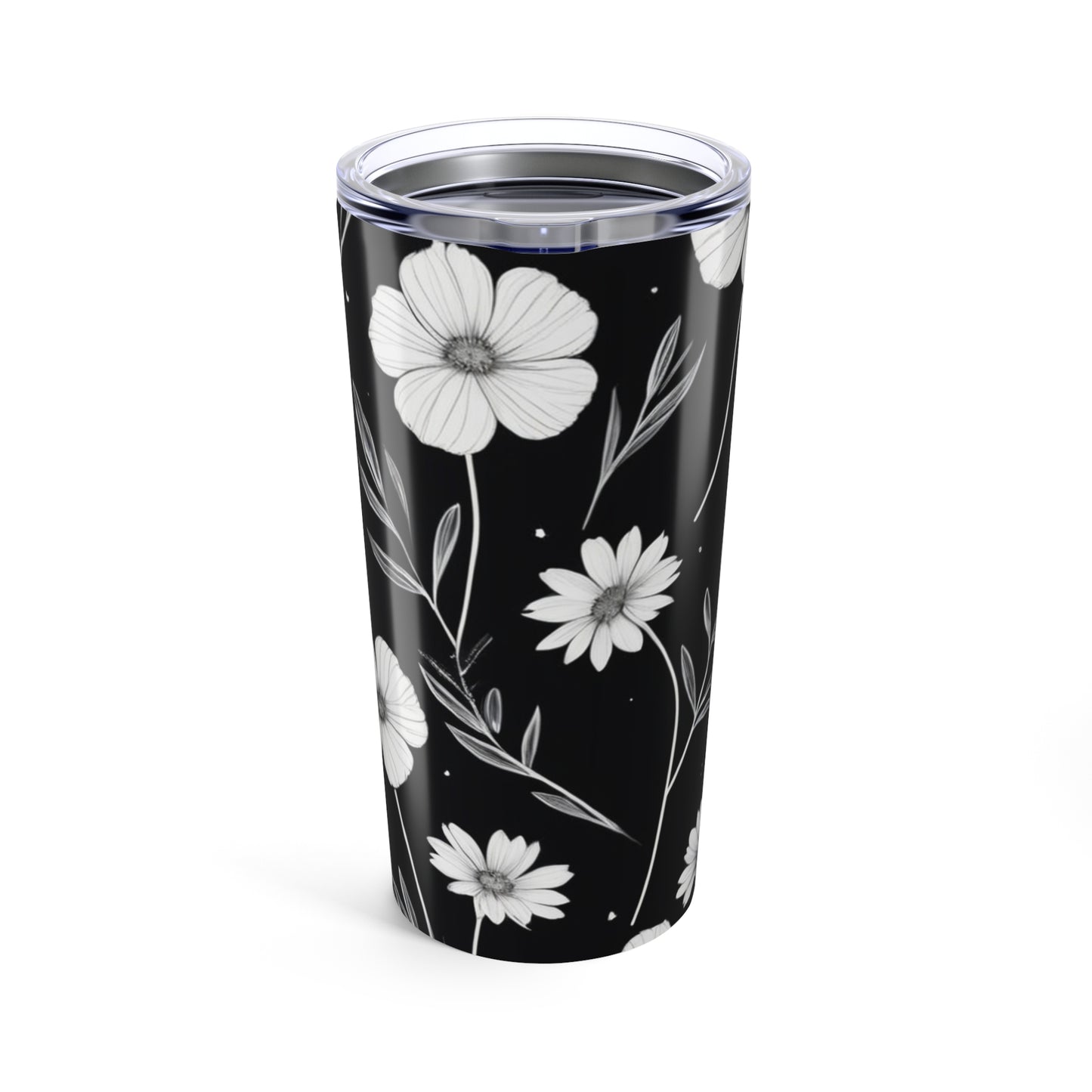 Elegant Floral Black 20oz Tumbler - Insulated Travel Mug for Coffee Lovers