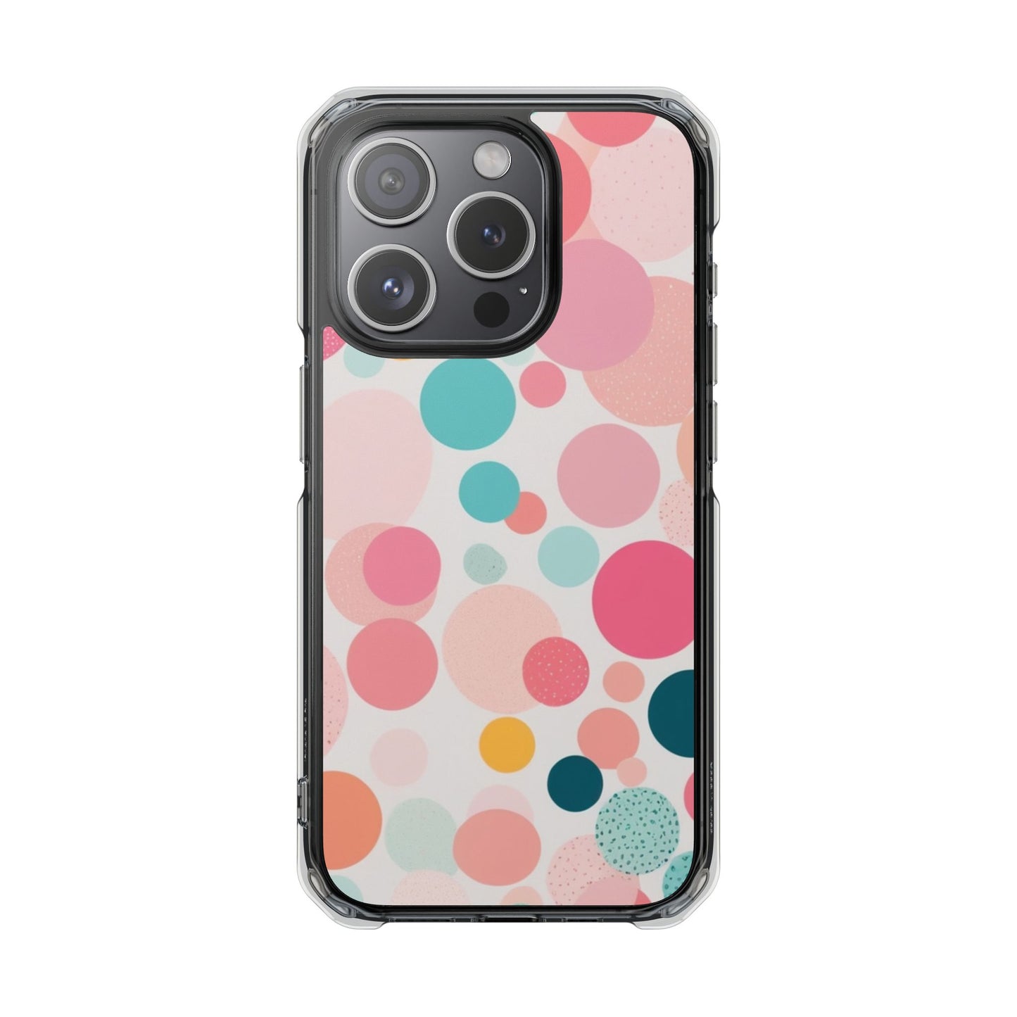 Colorful Polka Dot Magnetic Clear Impact Case for iPhone 16 15 14