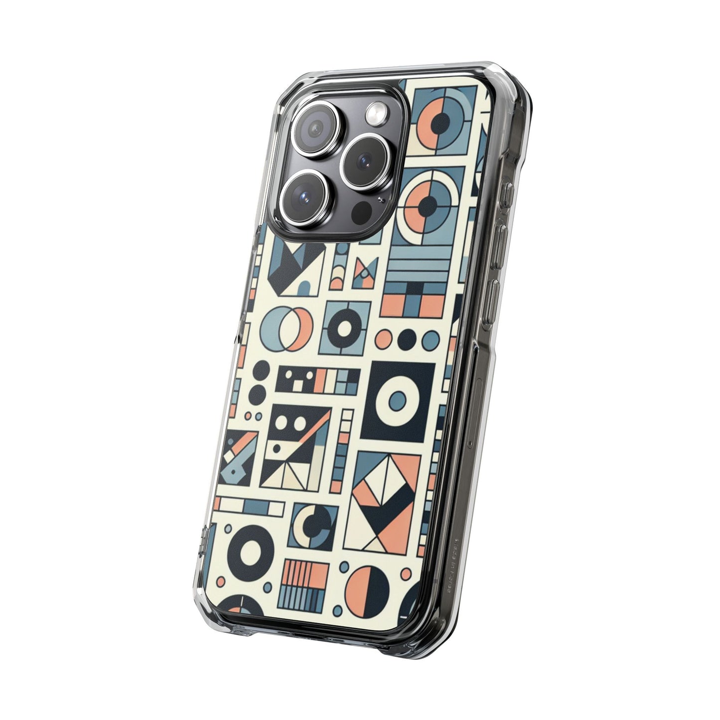Geometric Print Magnetic Clear Impact Case for iPhone 16 15 14