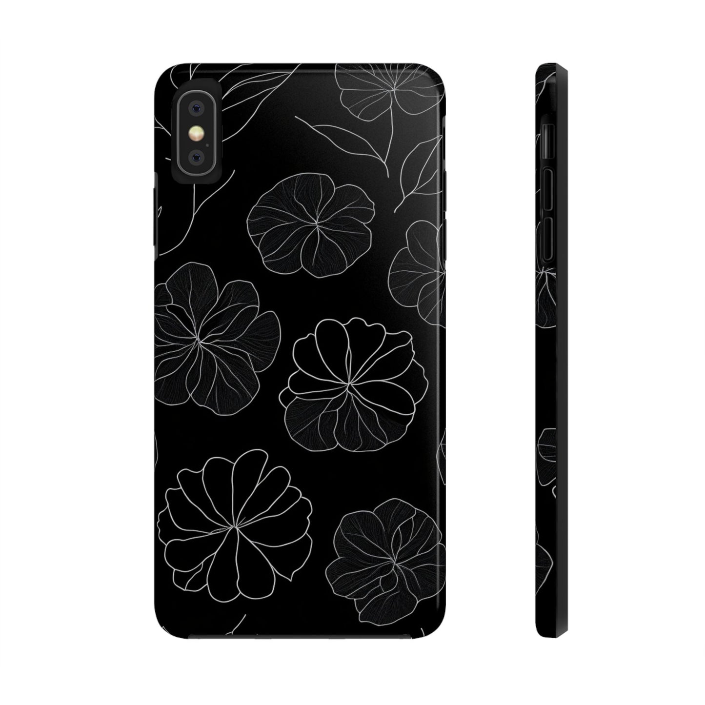 Black Floral Tough Phone Case