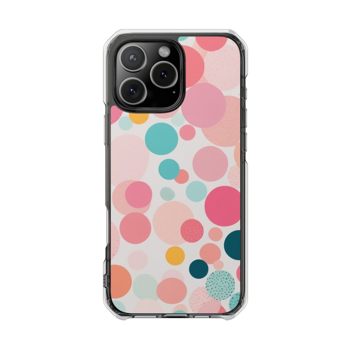 Colorful Polka Dot Magnetic Clear Impact Case for iPhone 16 15 14