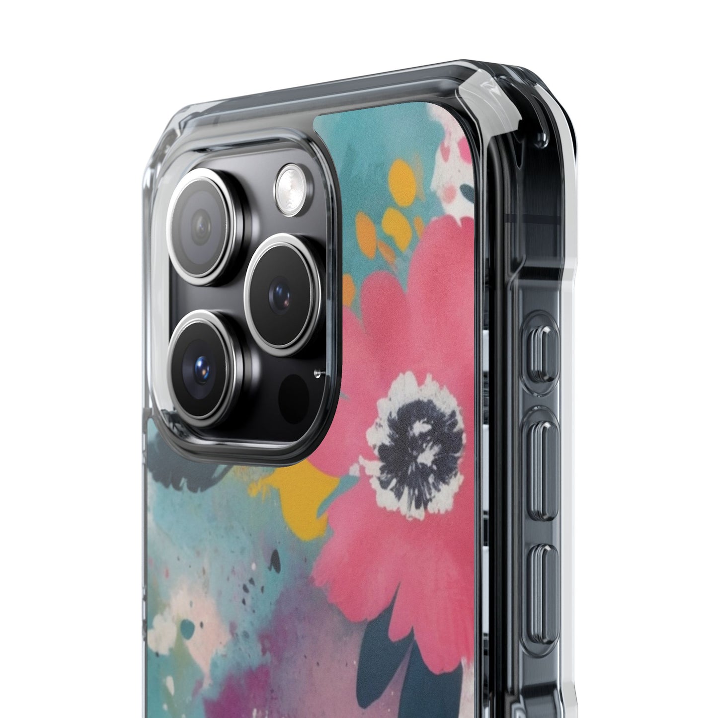 Vibrant Floral Magnetic Clear Impact Case for iPhone 16 15 14