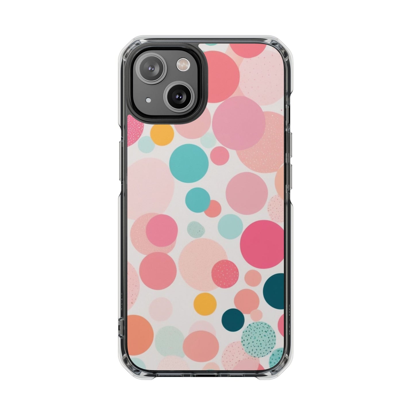 Colorful Polka Dot Magnetic Clear Impact Case for iPhone 16 15 14