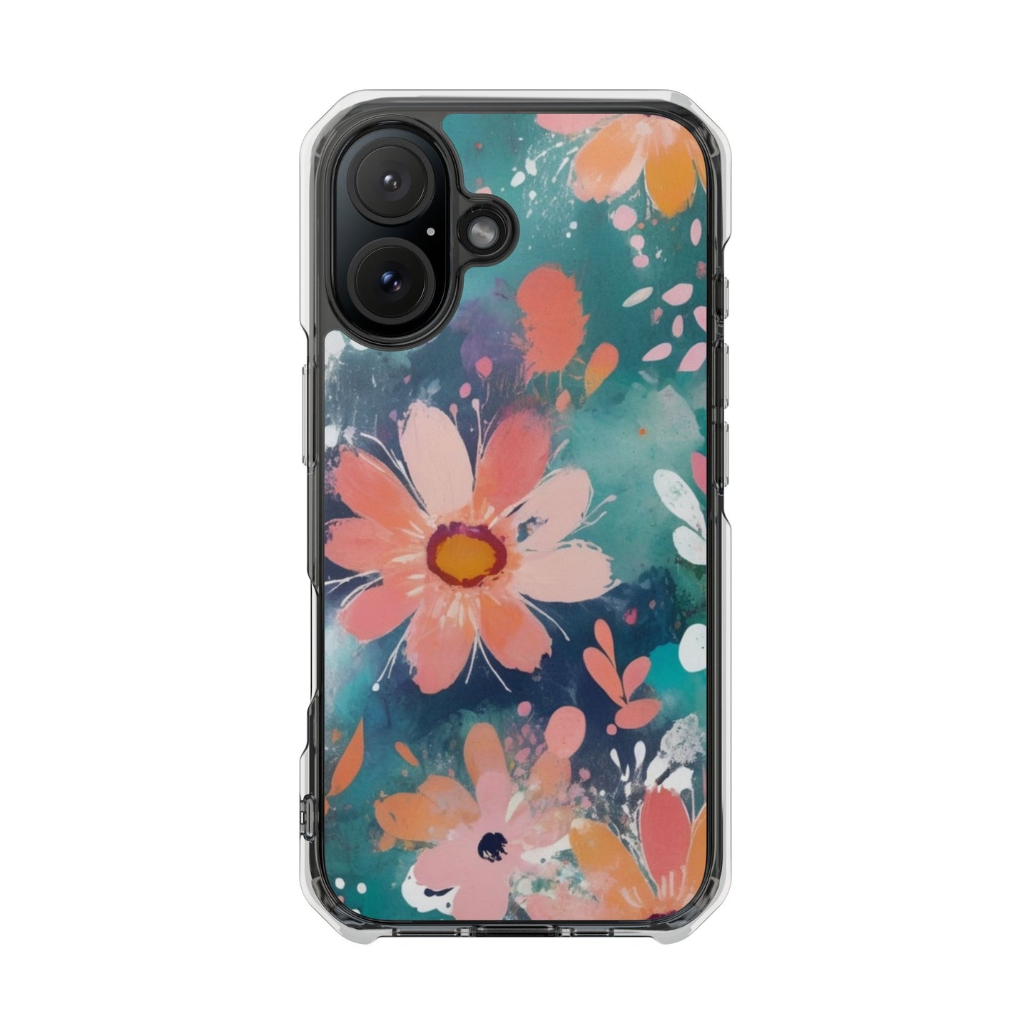 Pastel Floral Magnetic Clear Impact Case for iPhone 16 15 14