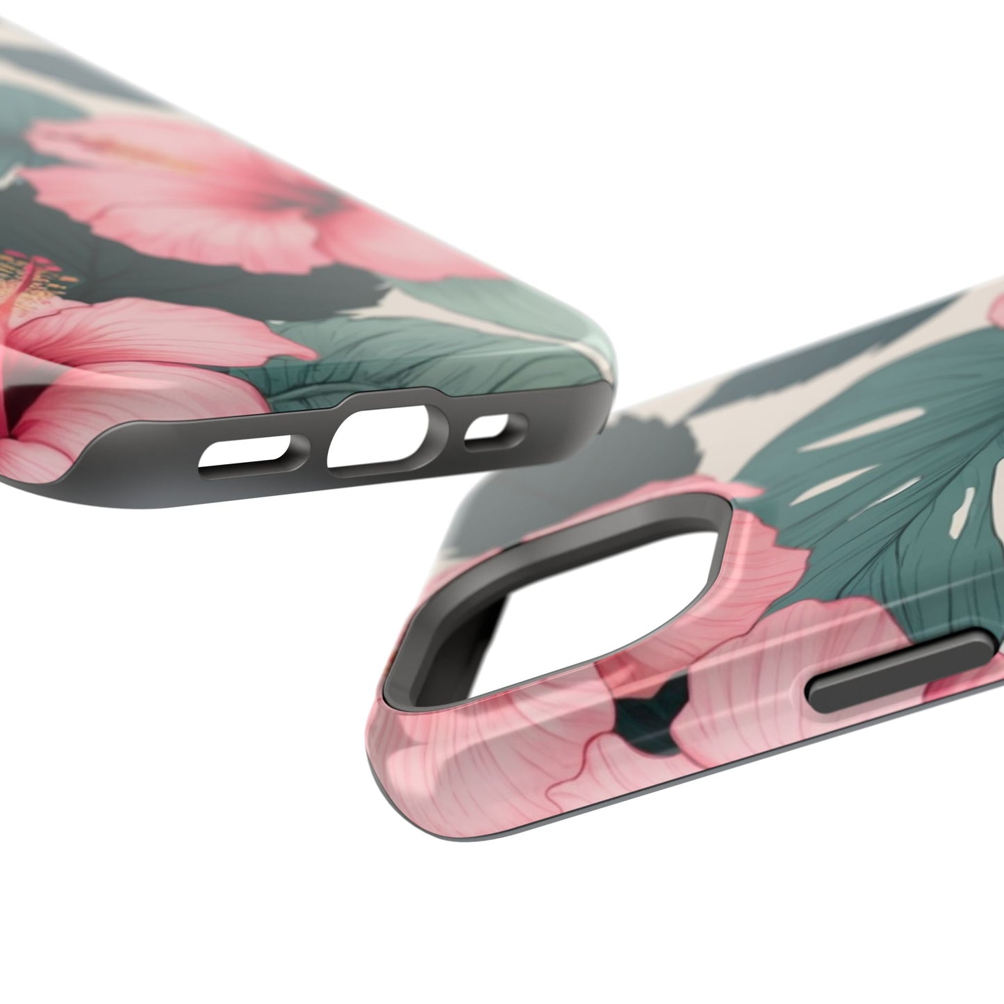 Tropical Hibiscus Magnetic Tough Phone Case for iPhone 13 14 15 16 Models