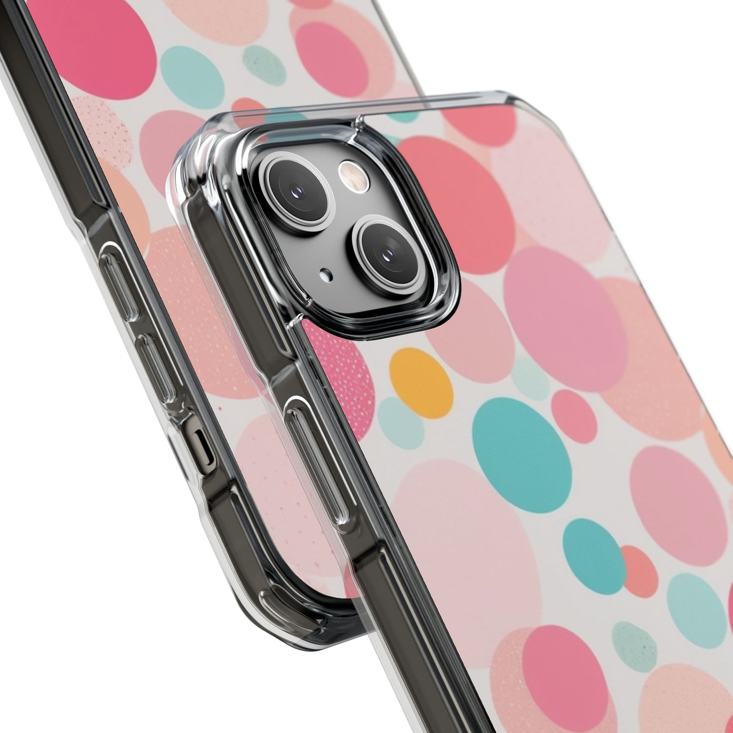 Colorful Polka Dot Magnetic Clear Impact Case for iPhone 16 15 14