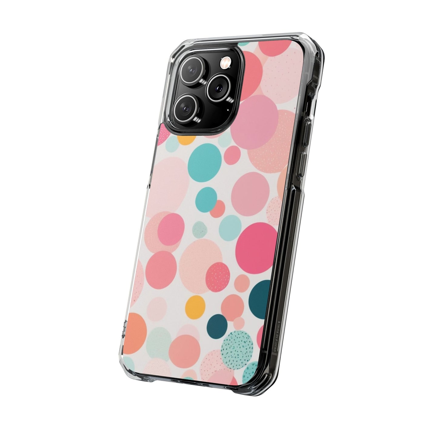 Colorful Polka Dot Magnetic Clear Impact Case for iPhone 16 15 14