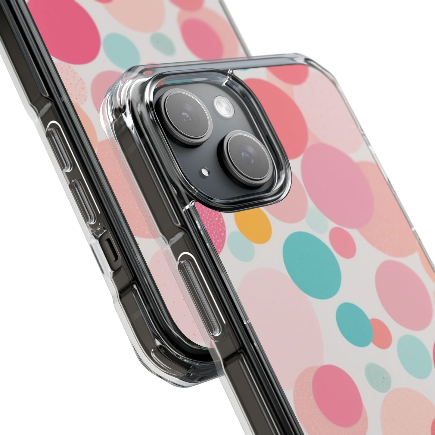 Colorful Polka Dot Magnetic Clear Impact Case for iPhone 16 15 14